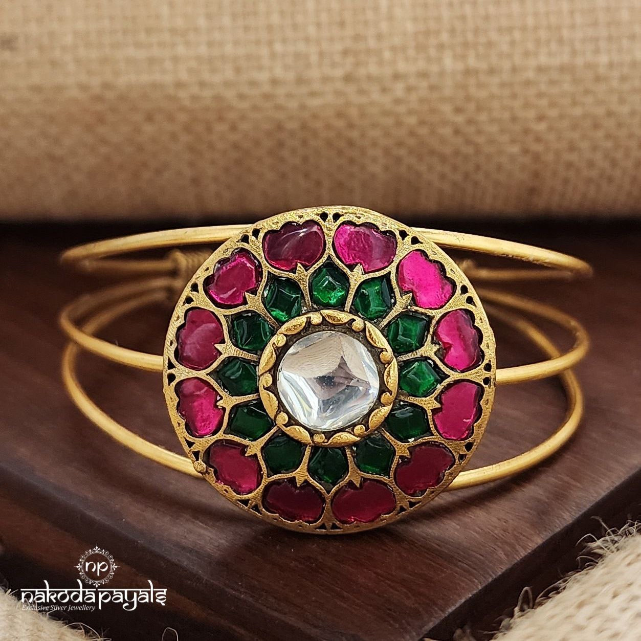 Multicoloured Kundan Adjustable Kada (Gk3168))