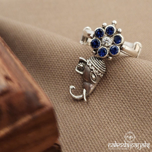 Blue Floral Finger Ring (F2838)