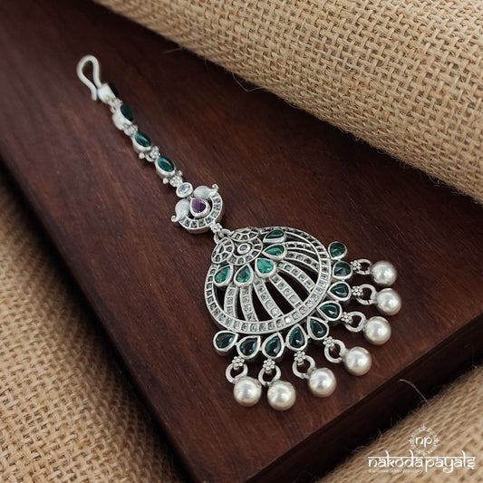 Green Ball Drops Maang Tika (M0406)