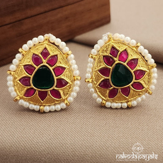 Big Leaf Kundan Studs (Ge9715)