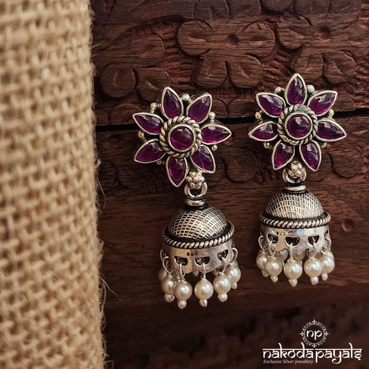 Pink Flower Jhumka (J1397)