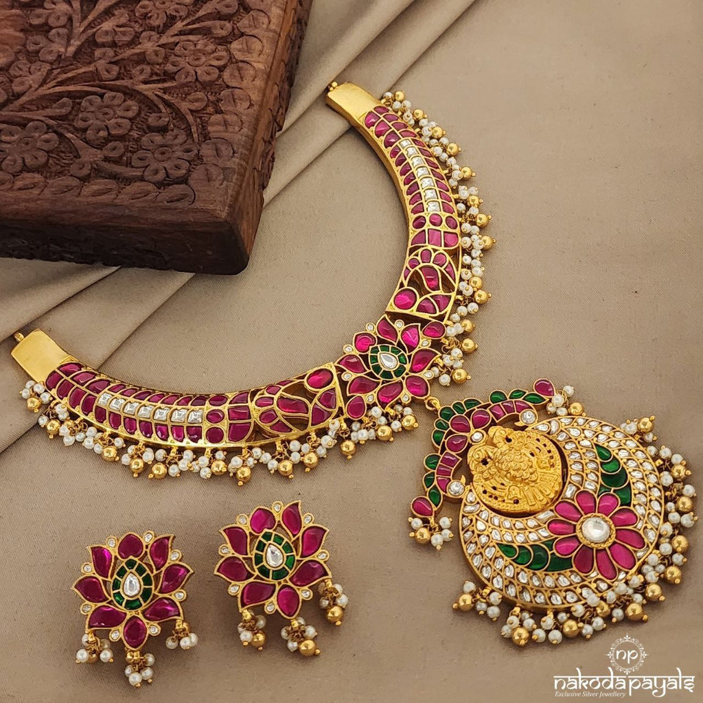 Gandaberunda Kundan Neckpiece With Earrings (Gn7192)