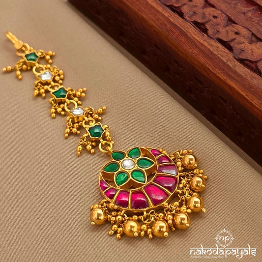 Floral Half Moon Kundan Maang Tika (Gm1207)