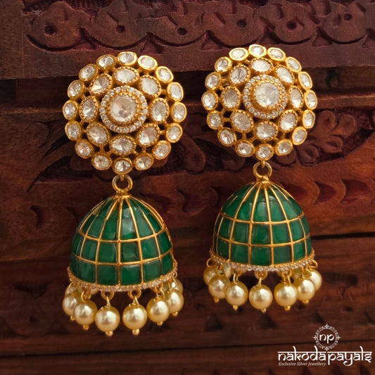 Graceful Green Moissanite Jhumka (Ge11292)