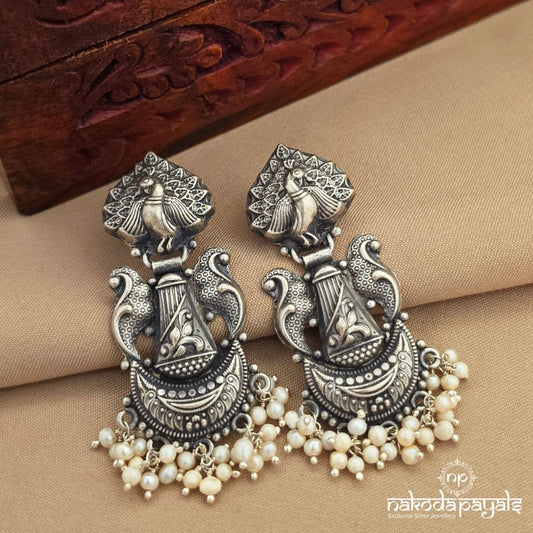 Elegant Peacock Pearl Drops Earrings (C4155)