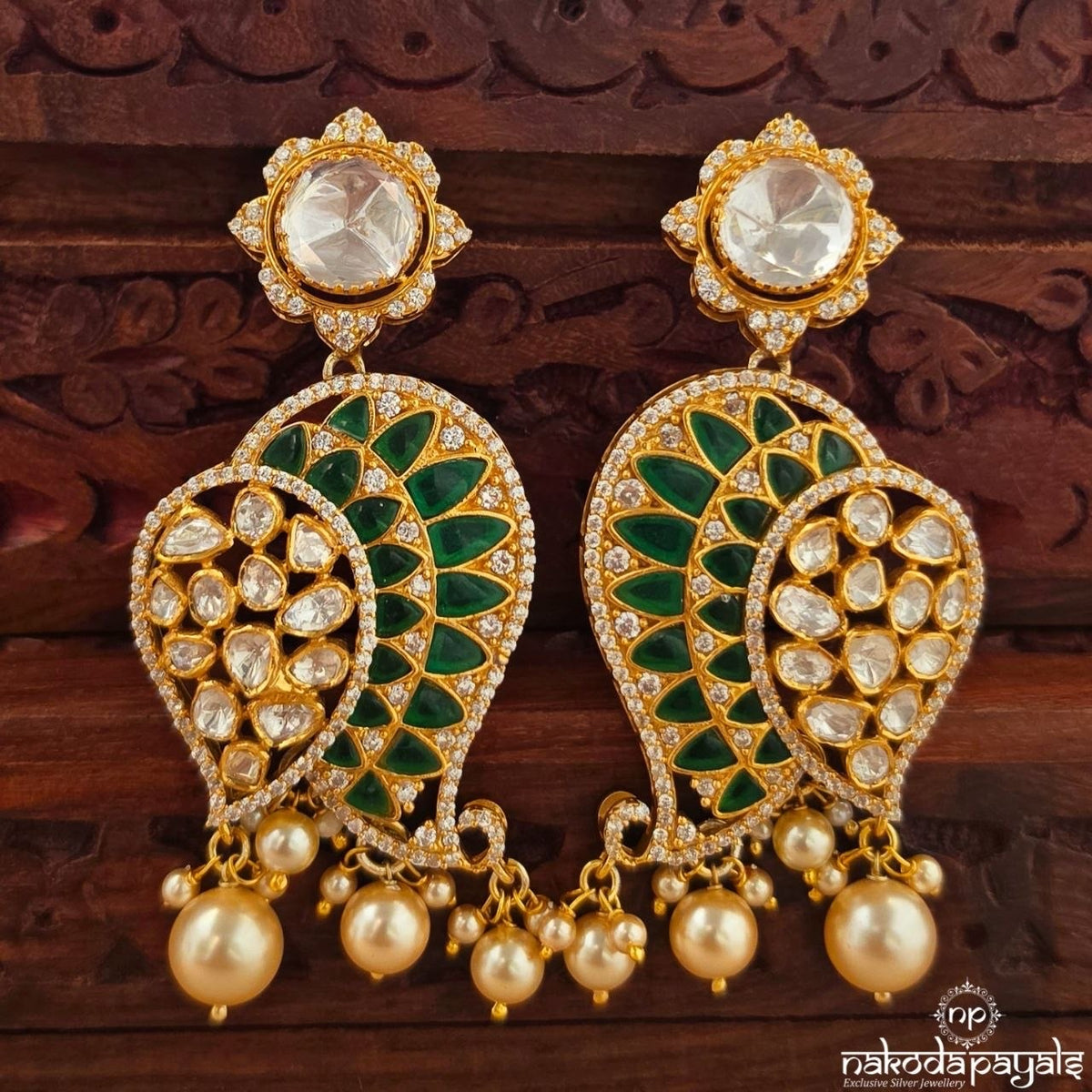 Green Leafy Moissanite Earrings (Ge11290)