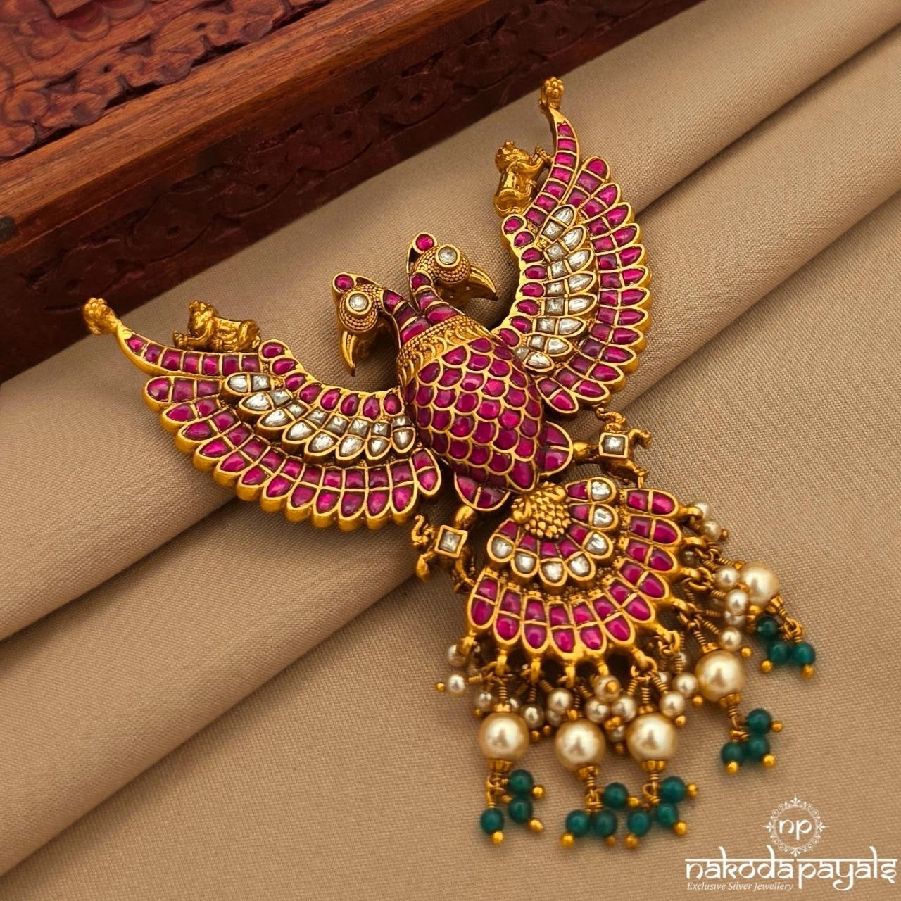 Reversible Gandaberunda Kundan Pendant (Gp2396)
