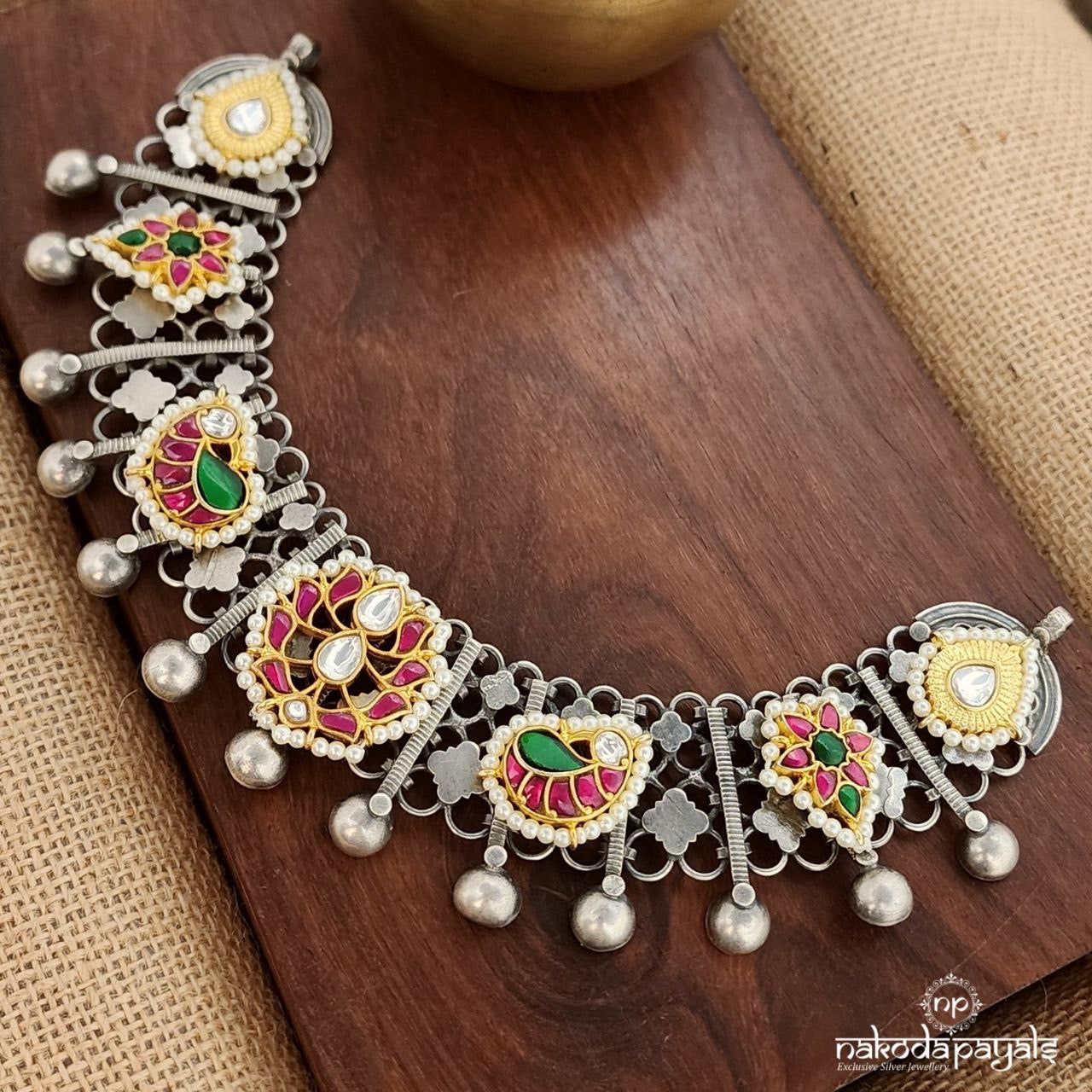 Blush Bloom Dual Tone Kundan Neckpiece (N10942)