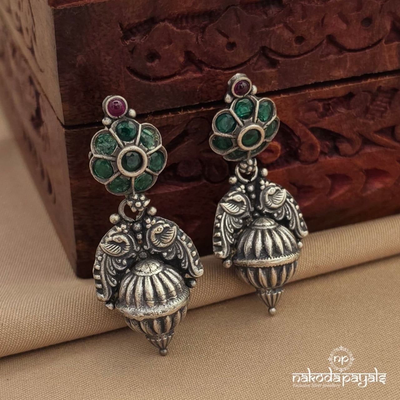 Twin Peacock Floral Chandbali (C4174)