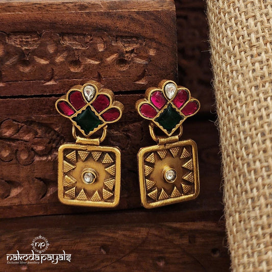 Traditional Square Kundan Earrings (Ge9655)