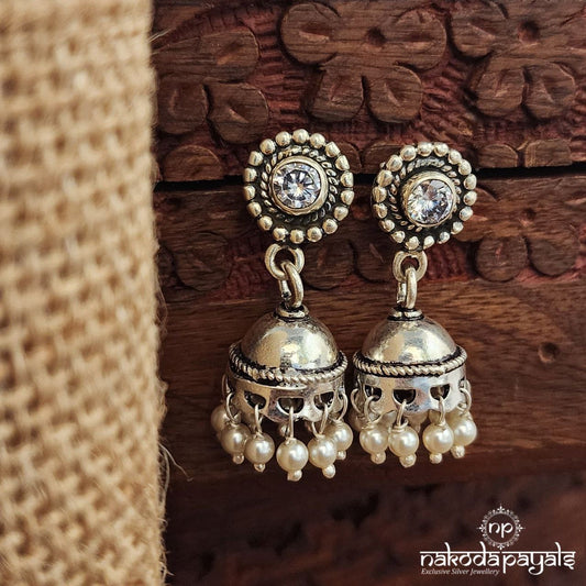 Sparkling White Pearl Drops Jhumka (J1394)