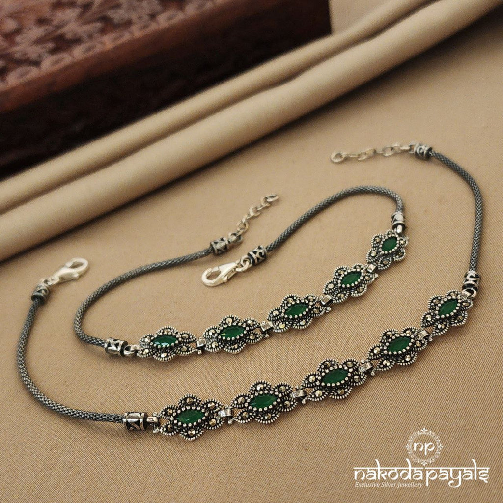 Winsome Emerald Marcasite Anklets (A5232)