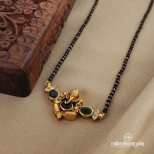 Green Cut Stone Ganesha Mangalsutra (Ms0511)