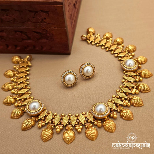 Pearly Dot Neckpiece With Earrings (Gn10313)