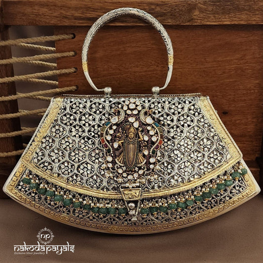 Shreenathji Green Drops Dual Tone Moissanite Purse (Esa310)