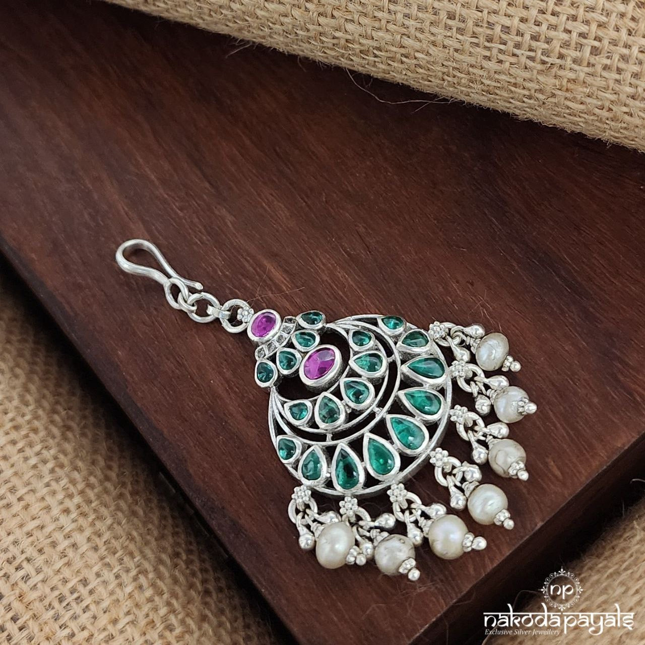 Green Half Moon Maang Tika (M0404)