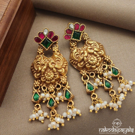 Grand Pearl Drops Kundan Chandbali (Ge9747)