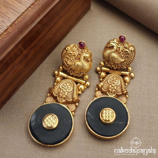 Black Onyx Peacock Earrings (Ge9745)