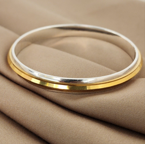 Rhodium with Gold Finsh Man's kada (K4487)