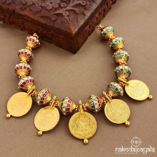Red Green Kundan Coined Neckpiece (Gn9733)