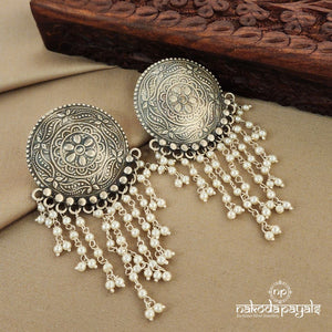 Round Shaped Tribal Pearly Earrings (C7227)