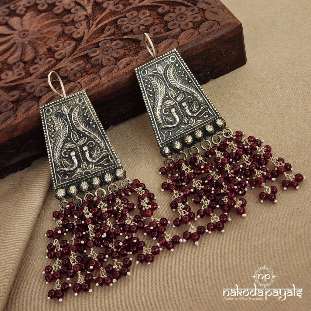 Geometrical Red Beads Tribal Earrings (C7728)