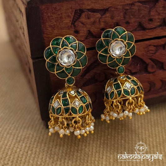 Green Kundan Jhumka (Ge11038)