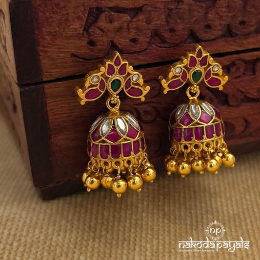 Twin Birdie Kundan Jhumka (Ge11041)