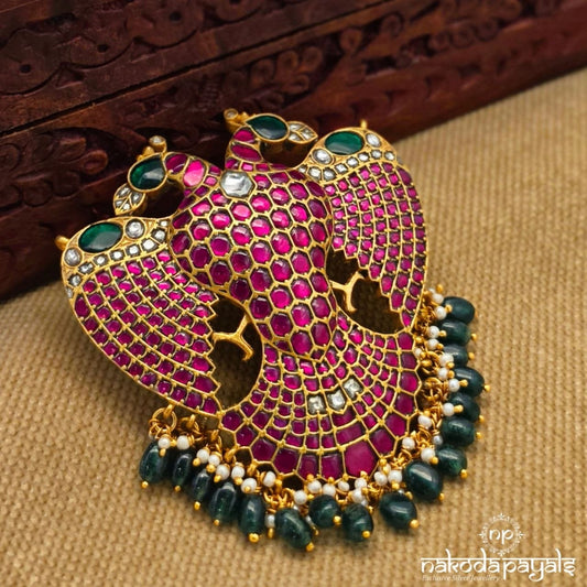 Green Drops Gandaberunda Kundan Pendant (Gp2454)