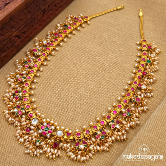 Floral Drops Kundan Neckpiece (Gn10514P)