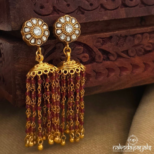 Pretty White Beads Drop Earrings (Ge11055)