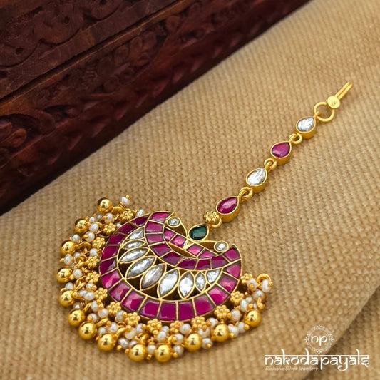 Elegant Pearl Drops Half Moon Maang Tika (Gm1240)