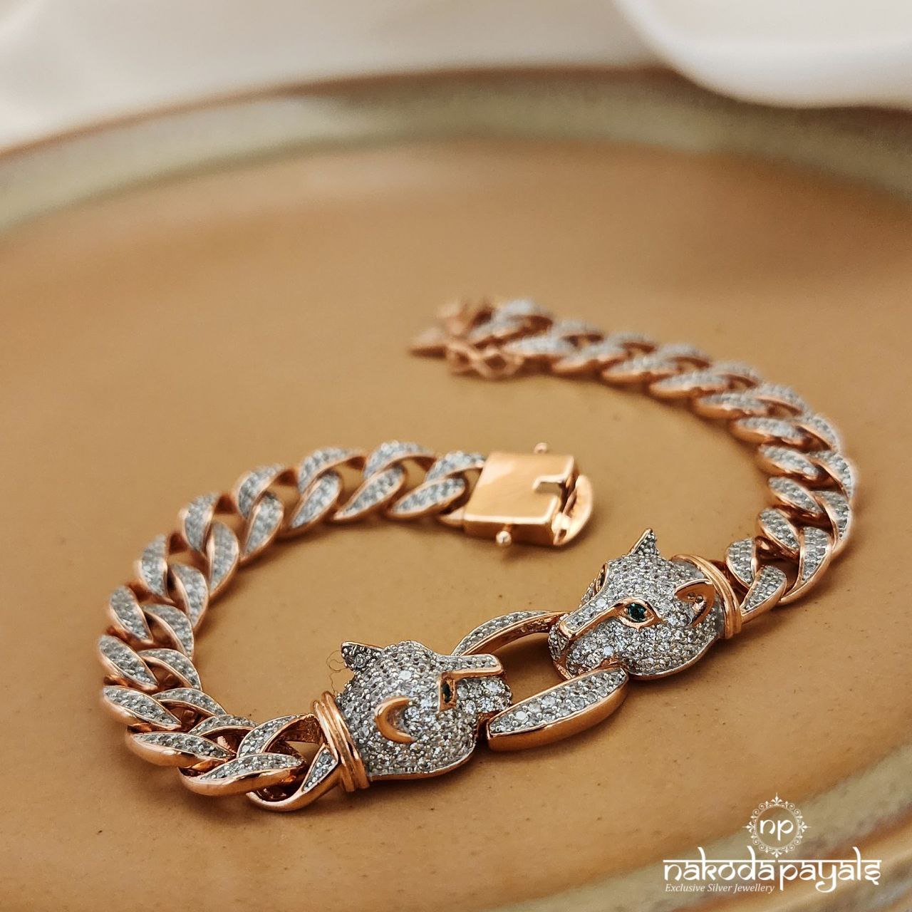 Savage Tiger Link Rosegold Men’s Bracelet (Mc0877)