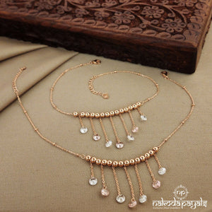 Crystal Drops Rosegold Anklets (A5523)