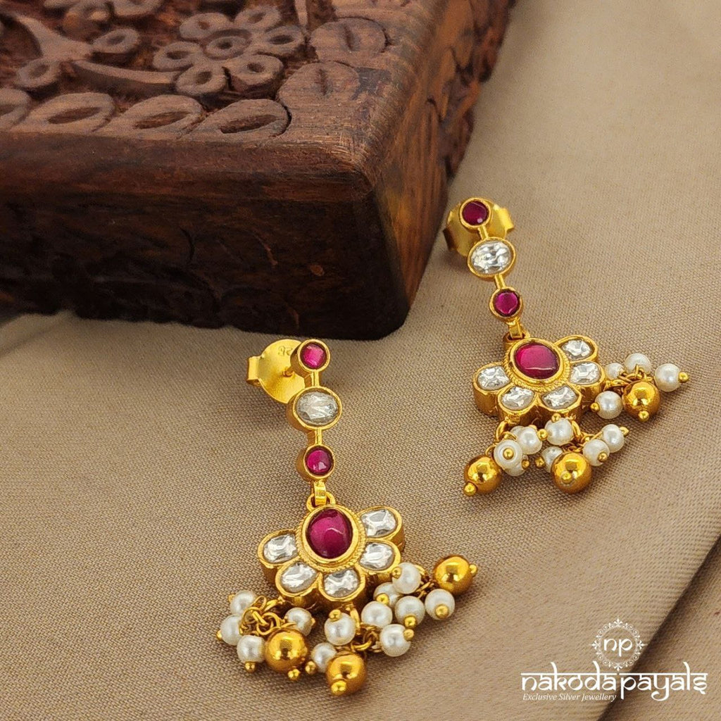 Elegant Rose Kundan Earrings (Ge7711)