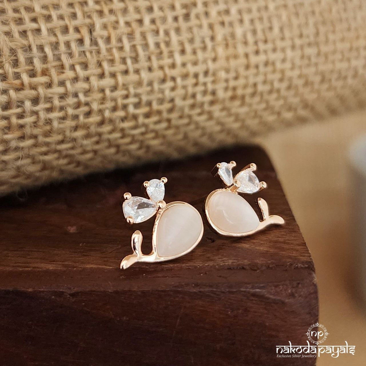 Whale MOP Rose Gold Studs (St3014)