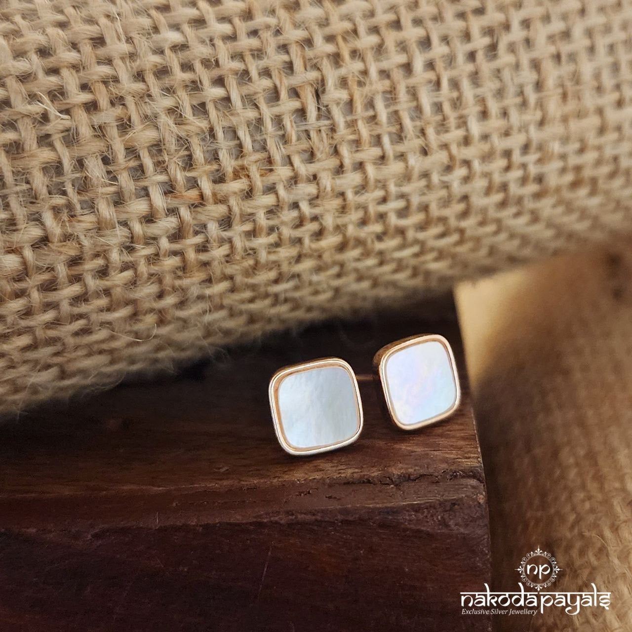 Square MOP Rose Gold Studs (St3018)