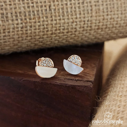 Half Moon MOP Rose Gold Studs (St3024)