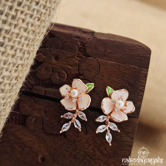 Pastel Petals Rose Gold Studs (St3012)