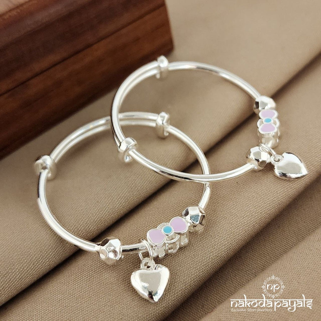 Purple Bow Heart Charm Baby Kada Pair (Ka9121)