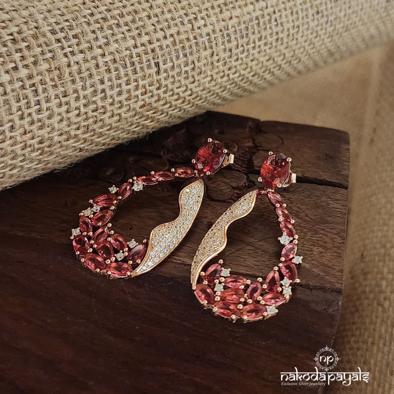 Pink Leaves Rosegold Earrings (St3122)