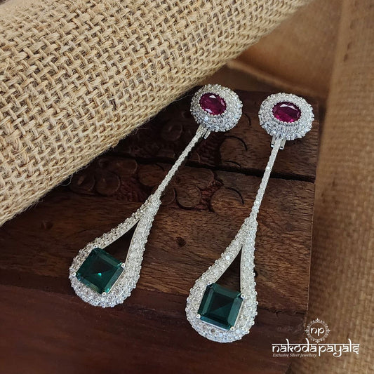 Green Square Drop Earrings (St3223)