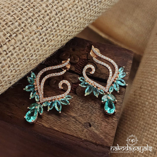 Leaf Swirl Rosegold Earrings (St3226)