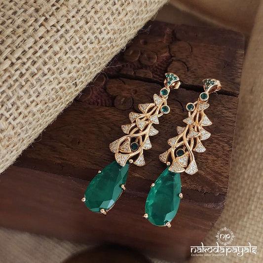Green Drop Rosegold Earrings (St3221)