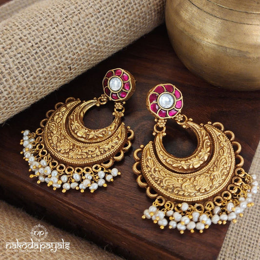 Gracious Pink Kundan Chandbali (Ge8511)