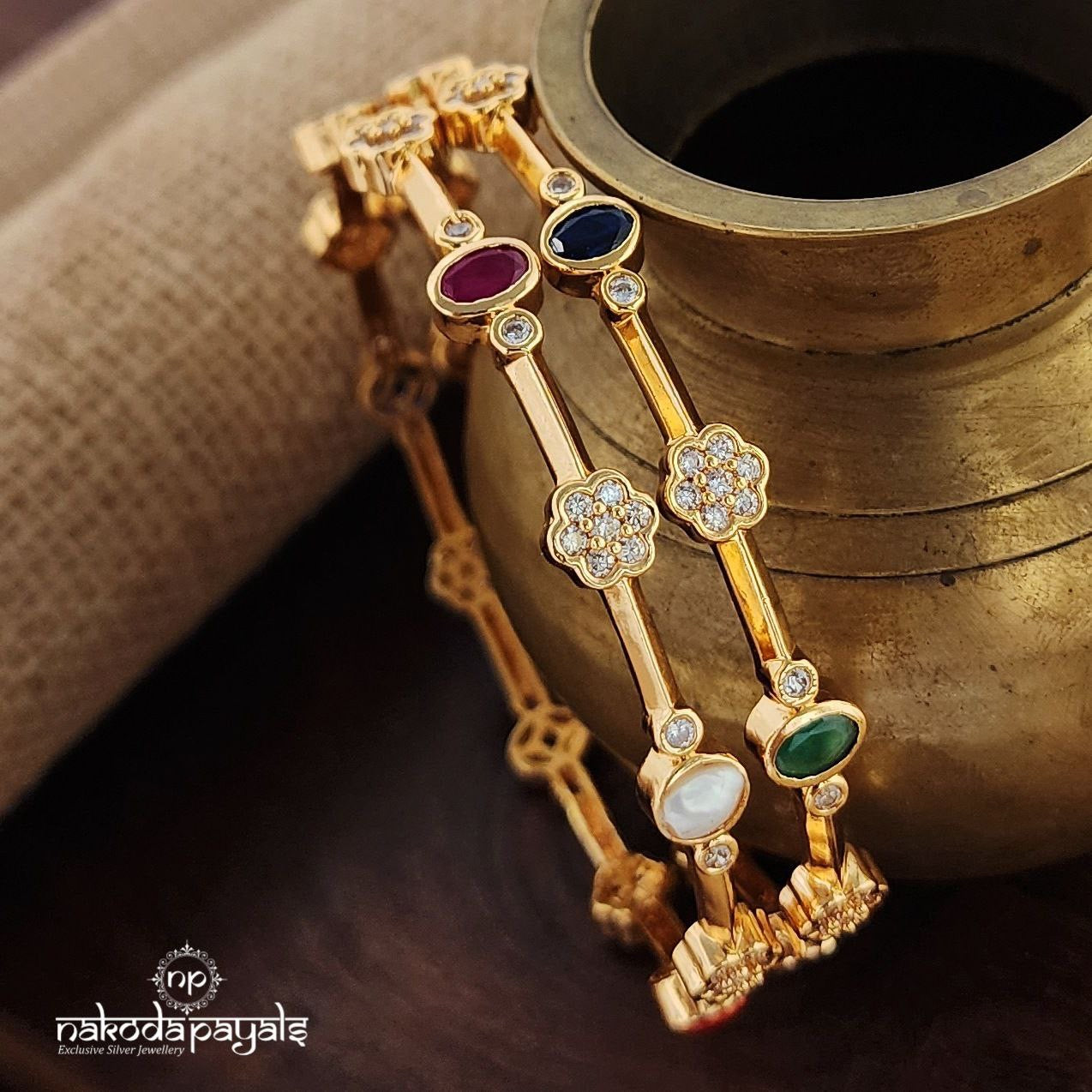Glorious Navaratna Bangles Pair (Gk2963)