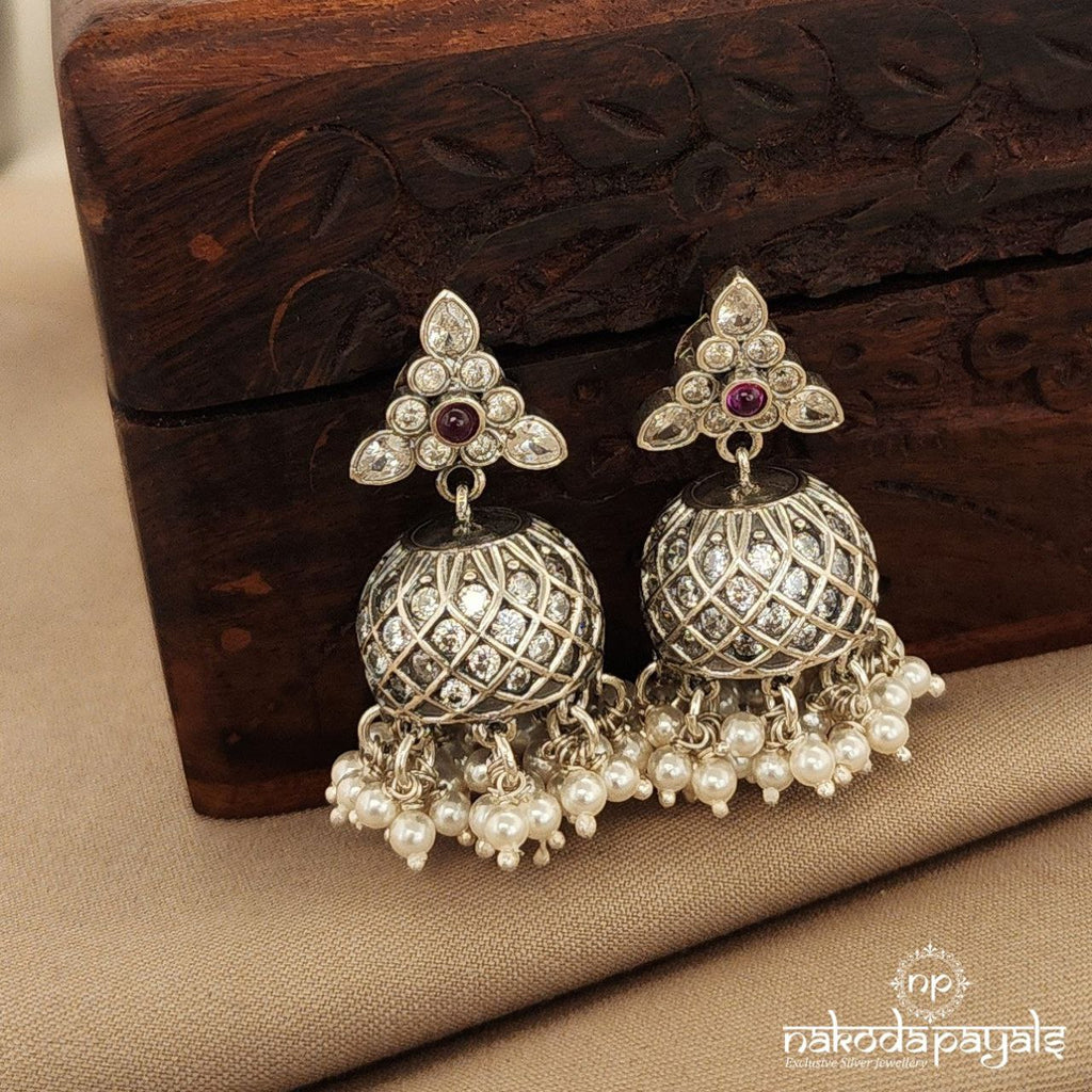 Sparkling White Dome Jhumka (J7784)