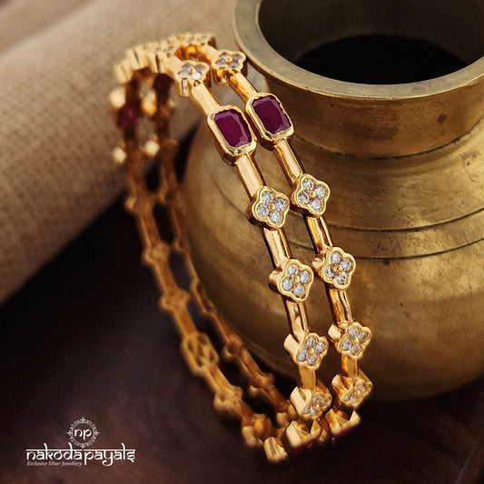 Rectangular Pink Bangles Pair (Gk2954)