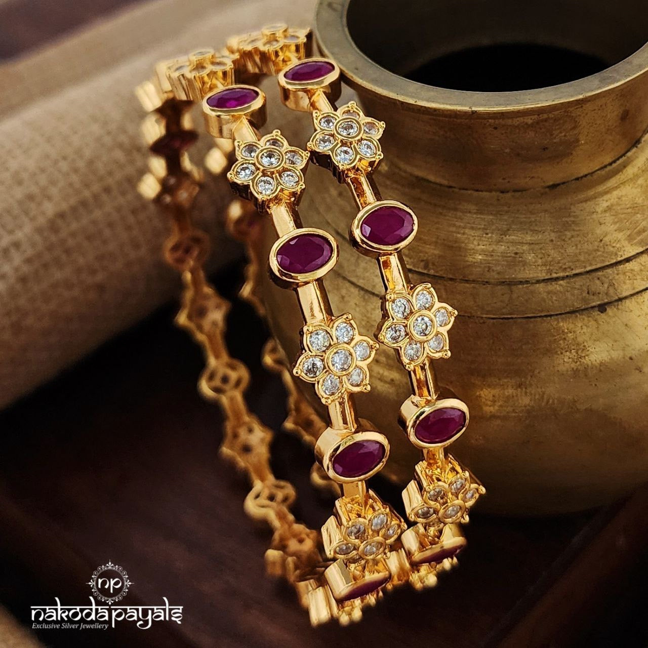 Gleaming Pink Bangles Pair (Gk2946)