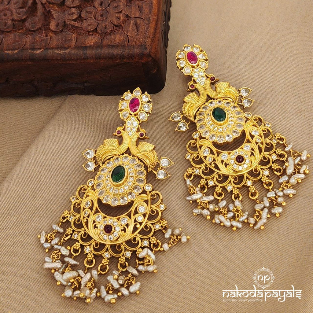 Sparkling Twin Peacock Chandbali (Ge7742)